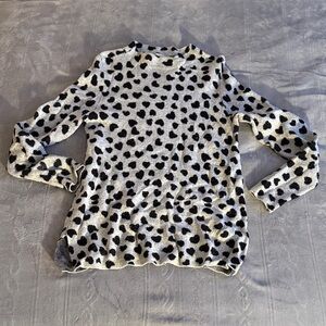 LOFT Black and Gray Polka Dot Sweater